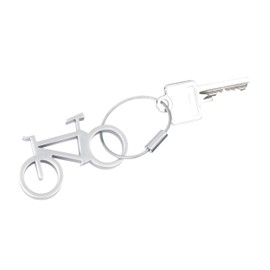 Bottle opener with keyring, bicycle – DRAHTESEL – aluminium – silver-coloured - TROIKA Original