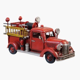 PARSAHO Vintage Diecast Mack Fire Truck - Retro Metal Fire Engine, Miniature Vehicles for Home Decor