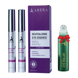 Abera Eye Revitalizing Essence, Anti-Aging Treatment with Bakuchiol and Black Ginseng, Dark Circles and Fine Lines – 0.51 fl oz, 2 box + gift