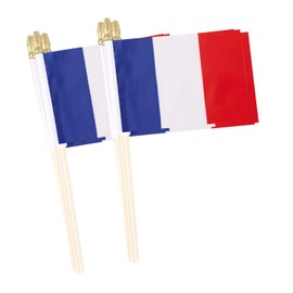 Lebei - Banderas pequeñas de mano con bandera francesa de Francia, 12 unidades
