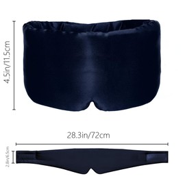 Sleep Mask, 100% Natural Mulberry Silk Eye Mask with Adjustable Strap, Large Size Navy Blindfold for All Night Sleep, Perfect for Women and Men, Eye Cover Blindfold Travel Office Nap Airplane,Navy