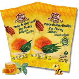 La Tía Trini Paletas de miel y eucalipto (Honey & Eucalyptus Lollipops) – 2 Pack (10 Each) – Made with Natural Ingredients – No Artificial Preservatives or Flavors – Soothing & Refreshing Candy