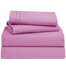 Clara Clark Bed Sheets, Premier 1800 Series 4 Piece Bed Sheet Set, Deep Pocket, Wrinkle, Fade, Stain Resistant, Luxury Soft Bedding Sheets & Pillowcases, Full, Light Pink
