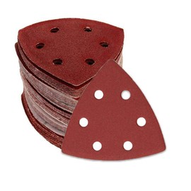 WINGONEER 50PCS 3.5" Inch 6 Hole Triangle Sanding Pad Details Sanding Paper Sanding Paper Dust Hooks Suitable for Palm Sander - 60 Grit