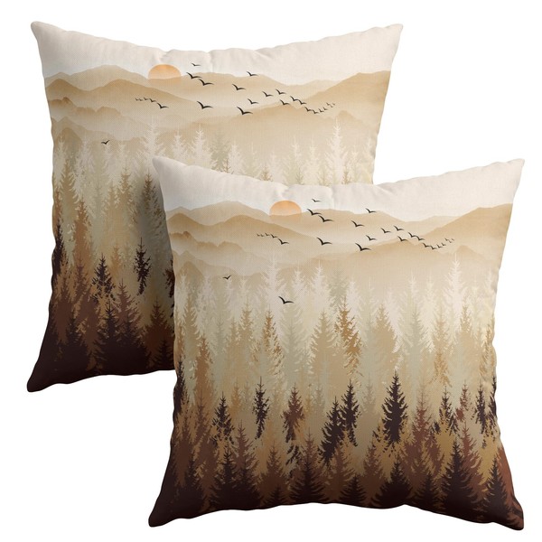 Fall Misty Forest Throw Pillow Covers 18x18 Inch Set of