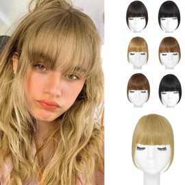 YBYMCAI Clip In Bangs-Fake Bangs Hair Clip Blonde Clip On Bangs Real Human Hair Curtain Bangs For Women Clips French Bangs Hair Extensions Fringe With Temples Hairpieces Curved Bangs For Daily Wear
