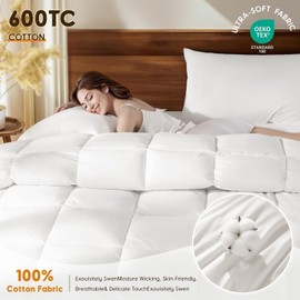 Rwlvpe Goose Down Comforter Oversized King Size, 850 Fill Power All Season Duvet Insert Oversized King 80 oz, 600TC Ultra-Soft 100% Cotton Cover, Fluffy Cozy Hotel Collection Comforter, 120"x98"