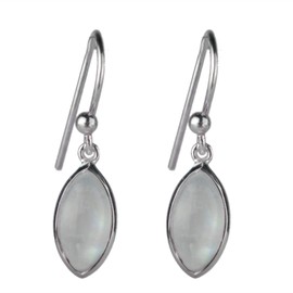 Rainbow Moonstone 3x6mm Marquise Cabochon Jewelry natural Gemstone 925 Sterling Silver Earrings BOX-39 E-1815 Christmas Gifts for Women