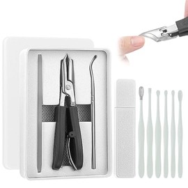 Cortauñas Biselado, 3 Pcs Kit De Cortaúñas Biselado con Forma de Pico de Águila y 6 Pcs Limpiador de Oídos, Alicates para Uñas de Pies y Manos, Corta 