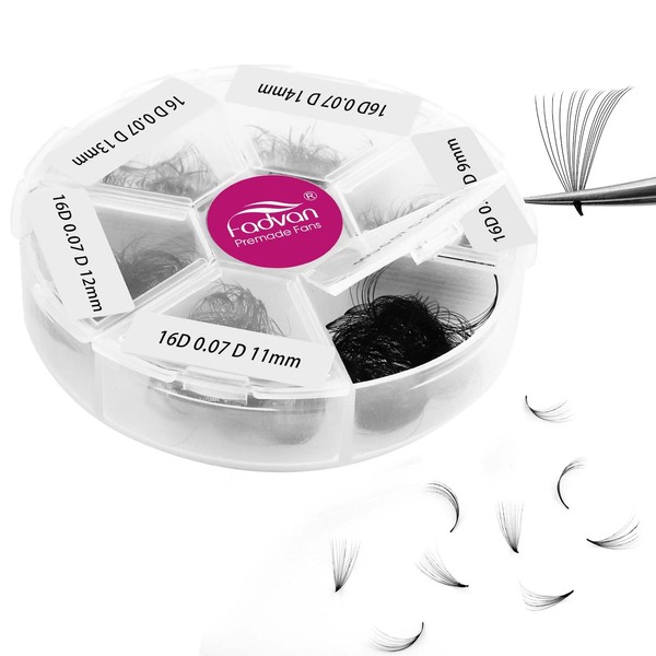 FADVAN Eyelashes Extension Volume Eyelashes Bunch 16D 0.07D Curl 9-14mm