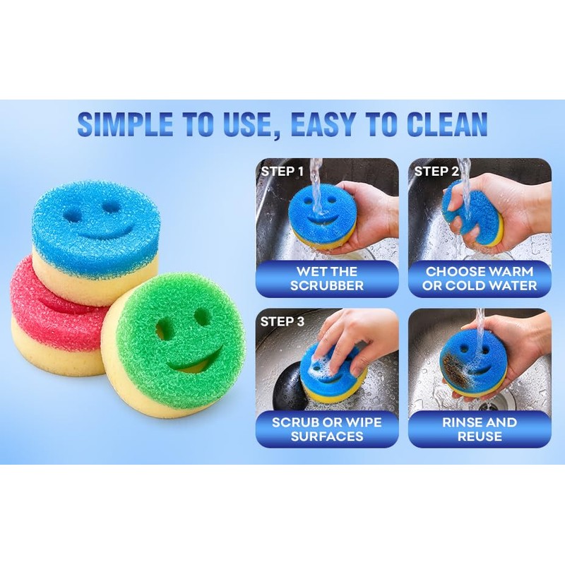 Topest Magic Scrub Sponge (3 Pack) | for Dish Washing