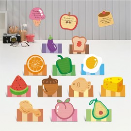 15 Sheets Gourmet Series Writable Sticky Notes Cute Cartoon Message Notepad Stickers Sticky Notes Stickers