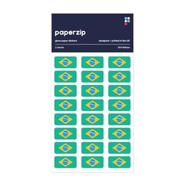 PAPERZIP - Brazil Flags (Bandeira do Brasil) – 48 Stickers for Business, Schools, Celebrations