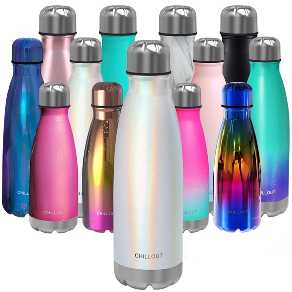 CHILLOUT LIFE Stainless Steel Water Bottle: 17 oz Double Wall