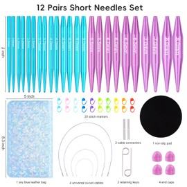 Hobekoee 2-Inch Short Interchangeable Circular Knitting Needles Set