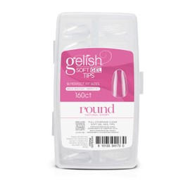 Gelish Soft Gel Nail Tips, Tips For Gel Nails, Nail Extension, Fake Nail Tips, Nail Tips Pre-shaped, Clear Acrylic Nails Gel Kit, False Nail Tip, Press on Nails (Short Round Natural, 160 Count)