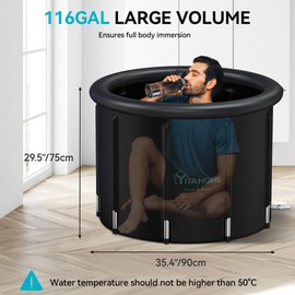YITAHOME YITAHOME XL 116 Gallons Ice Bath Tub for Athletes, Protable Multiple Layered Cold Plunge Tub with Cover for Cold Water, Therapy Recovery Ice Pod for Home Gym Outdoor