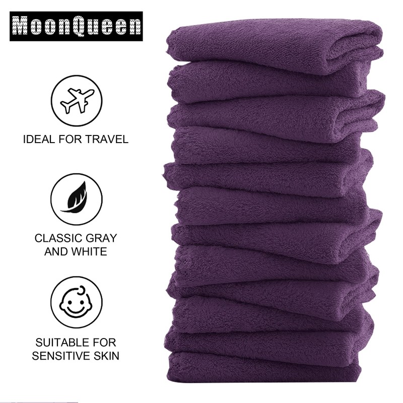 MOONQUEEN Microfiber Facial Cloths Fast Drying Washcloth 12 Pack -