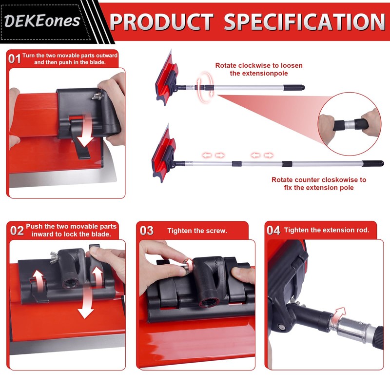 DEKEones Drywall Skimming Blade Set, Stainless Steel 10",16" & 24"
