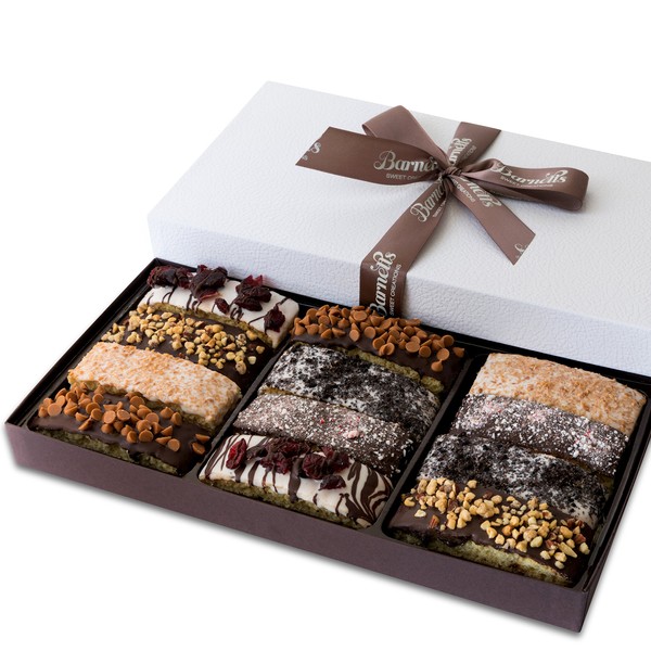 Barnetts Fathers Day Biscotti Gift Baskets, 12 Cookie Chocolates Box, Chocolate Covered Cookies Holiday Gifts, Gourmet Prime Candy Basket Delivery, Edible Food Ideas From Daughter Wife Step Son Kids Girlfriend, For Dad Grandpa Husband Papa Uncle Boyfriend