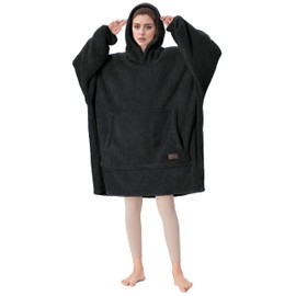 Catalonia Classy Oversized Sherpa Hoodie Blanket, Fluffy Warm Oversized Cuddly Blanket with Sleeves and Hood, Wearable Blanket for Dressing as a Gift Idea for Men and Women