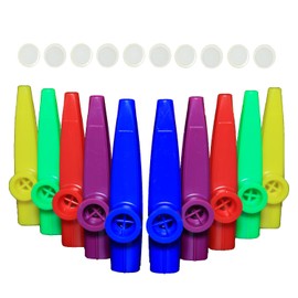 Crystaljun 10Pcs Plastic Kazoos With 20Pcs Kazoo Flute Diaphragms,Multi Colors Kazoo Musical Instruments.
