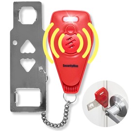 Securityman Portable Door Lock with Alarm | Hotel Door Locks for Travelers Security | Loud 130dB Door Security Device for Hotel Room, Apartment Home, & Travel Safety Inside for Women Children - Red