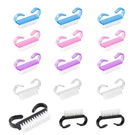 RHQFDM Pack of 15 Hand Wash Brush Handle Nail Brush Plastic Hand Wash Brush Fingernail Cleaning Brush Plastic Nail Brush for Cleaning Cracks on Hands and Feet (Five Colours)