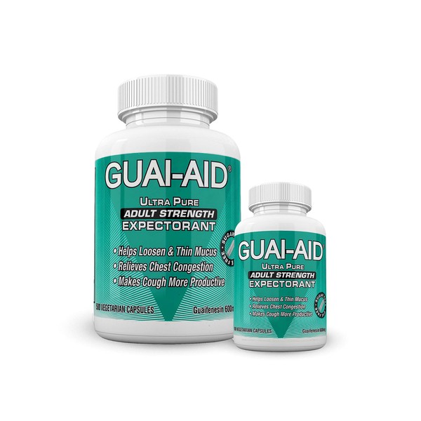 GUAI-AID® 600mg Ultra-Pure Guaifenesin Veg. Capsules (includ 100 Size Bottle) Mucus Relief