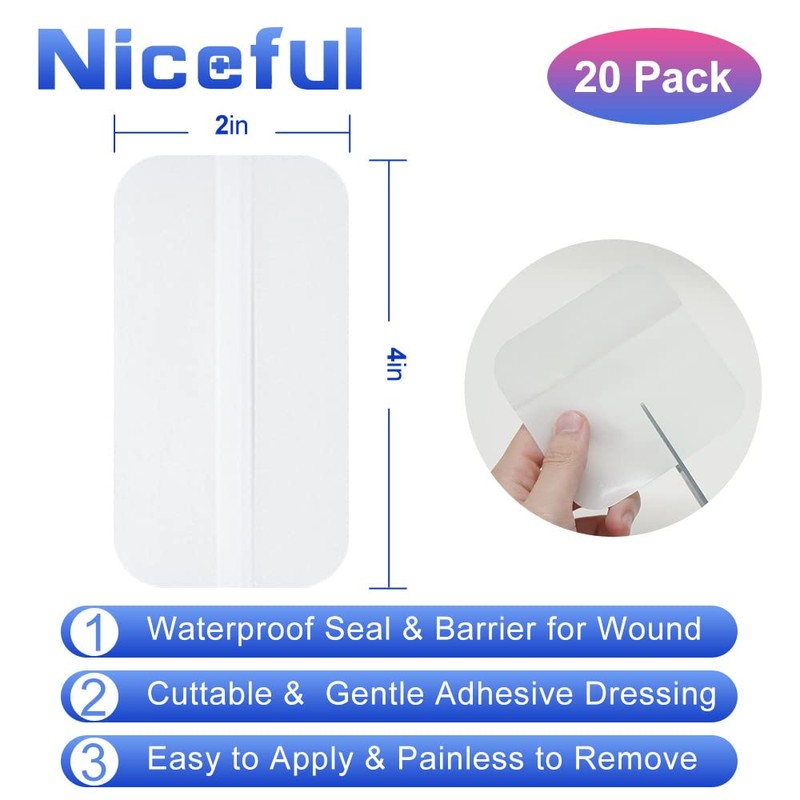 Niceful 20 Packs Hydrocolloid Bandages 2x4 in, HSA FSA Eligible,