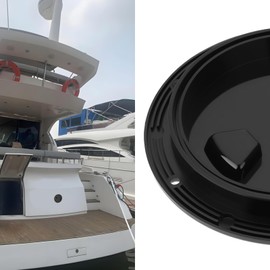Briny River 1PC Black 6 Inch Boat Inspection Hatch Lid Round Deck Hatch Cap with Removable Cover Plate Pre-Drilled Holes for Marine Boat Yacht Motorhome