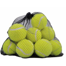 MantraRaj Bag of 12 Tennis Balls Sport Beach Cricket Toy High Bounce Kids Games Dog Ball | Tennis Balls in Net Bag Great for Tennis Practice, Throwing Machines & Playing with Pets