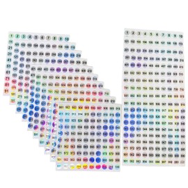 RIVEENY 20Sheets Number 1-1000 Waterproof Reflective Laser Number Stickers,Round Self Adhesive Stickers，Self-Adhesive Consecutively Numbered Labels for Storage/Organizing