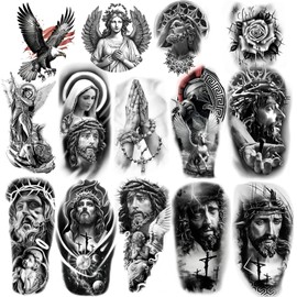 Temporary Religious Tattoos, Angels, Jesus, Mary, Stickers, Jesus Christ Temporary Tattoo, Angel Temporary Tattoo, arge temporary tattoos for men and women