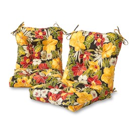 Greendale Home Fashions AZ6815S2-ALOHA-BLACK Aloha Outdoor Chair Cushion (Set of 2)