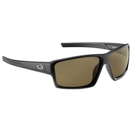 Flying Fisherman Windley Polarized Rectangular Sunglasses, Matte Black Frame/Amber Lens, Medium