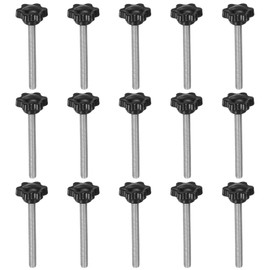 QUARKZMAN Pack of 15 Knurled Screws with Star Handle M6 x 60 mm x 25 mm Star Grip Screw Plastic Knob Stainless Steel 304 Threaded Bolts Clamping Screw Star Grip Nut Clamping Knob for Machine