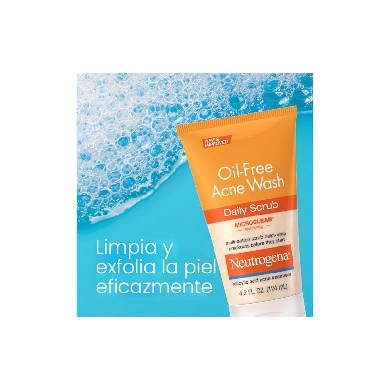 Exfoliante sin aceite Neutrogena, uso diario, efectivo contra el acné,