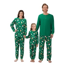 2 Pcs Christmas Pyjamas Set for Family Couples Men Women Sleepwear Kids Matching Pyjamas Set Xmas Striped Bear Cartoon Loungewear Set Autumn Winter Outfits