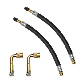 MUQIDA 4PCS Tire Valve Extension Set, 8.27" Flexible Tire Stem Extenders with 90° Brass Schrader Adaptors, Universal Tyre Valve Extension Adapters for Cars Truck Motorcycle Scooter