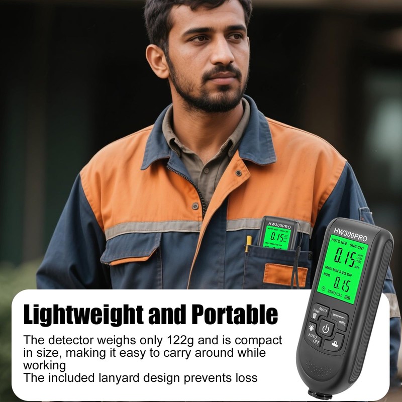 7JI Coating Thickness Gauge, Paint Tester, HW-300PRO, Automotive Coating Thickness