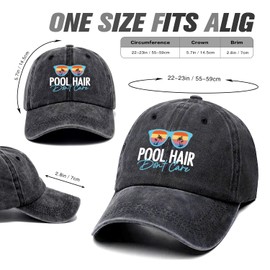 Pool Hair Don't Care Funny Retro Washed Cotton Baseball Cap, Adjustable Lightweight and Breathable Unisex Hat Outdoor Accessories, Gifts for Moms Dads Friend Pool Enthusiasts, Outdoor Sport Sun Hat
