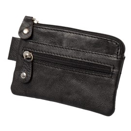 Alassio 42247 Key Case Made of Real Leather, Key Case with 2 Key Rings, Additional Zip Compartment and 2 Slip Pockets, Key Organiser in Black, Key Case Approx. 7.5 x 10 cm, black, Key case