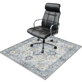 48"x60" Office Chair Mat for Hardwood Tile Floor, Under Desk Carpet Protector for Rolling Computer Gaming Chair Mat, Machine Washable Area Rug, Anti-Slip Backing Thin Low Pile Vinyl Floor Mat
