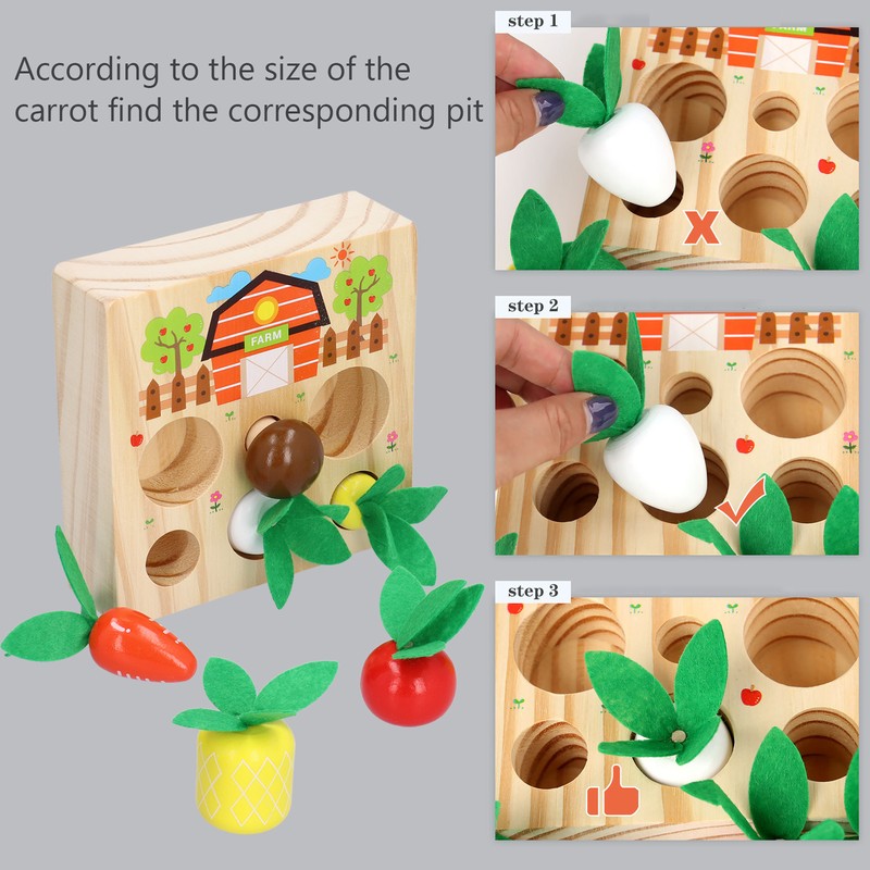 Baby Carrot Harvest Game Wooden Carrots Shape Sorting Matching Puzzle