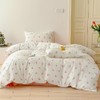 Lanqinglv Bed Linen Set, White, Pink, Tulip, Floral Pattern, Microfibre