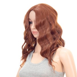 SWACC 15 Inch Short Curly Wavy Hair Wig Medium Length Synthetic Colorful Cosplay Daily Party Wig for Women and Kids with Wig Cap (Dark Copper Red)