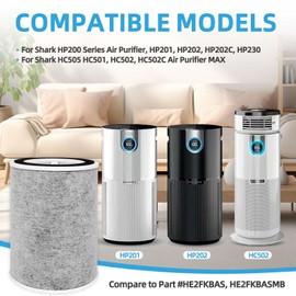 HP202 HP201 Replacement Filter for Shark HP200 Series HC501 HC502 Air Purifier MAX, 3-in-1 Filter Compatible with Shark HP202 HP232, Compare to Part #HE2FKBAS, HE2FKBASMB -2 Pack
