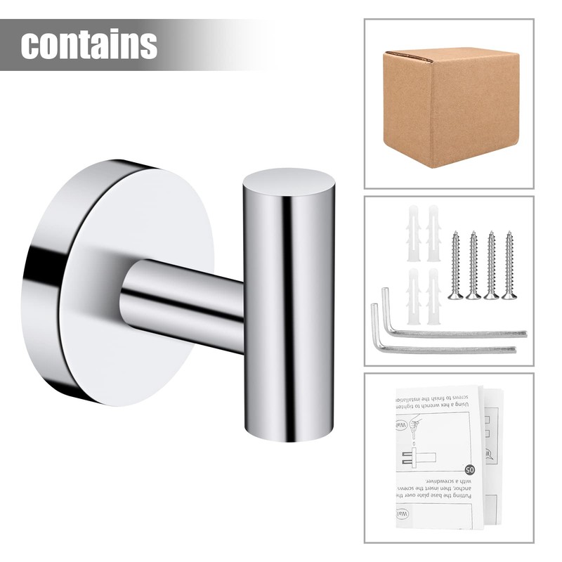 Neween 2PCS Bathroom Towel Hook, Screw in Coat Hooks Wall
