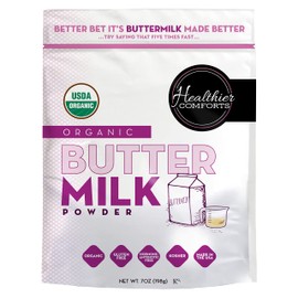 Healthier Comforts Organic Buttermilk Powder | USDA Certified, Kosher, Gluten Free, Non-GMO | Baking Supplies, Biscuits & Gravy, Mini Pancakes 7oz